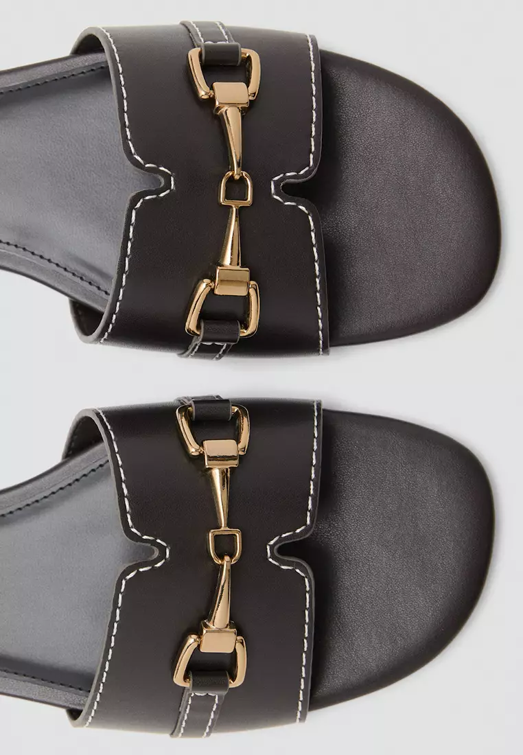 Metallic Detail Strap Sandals