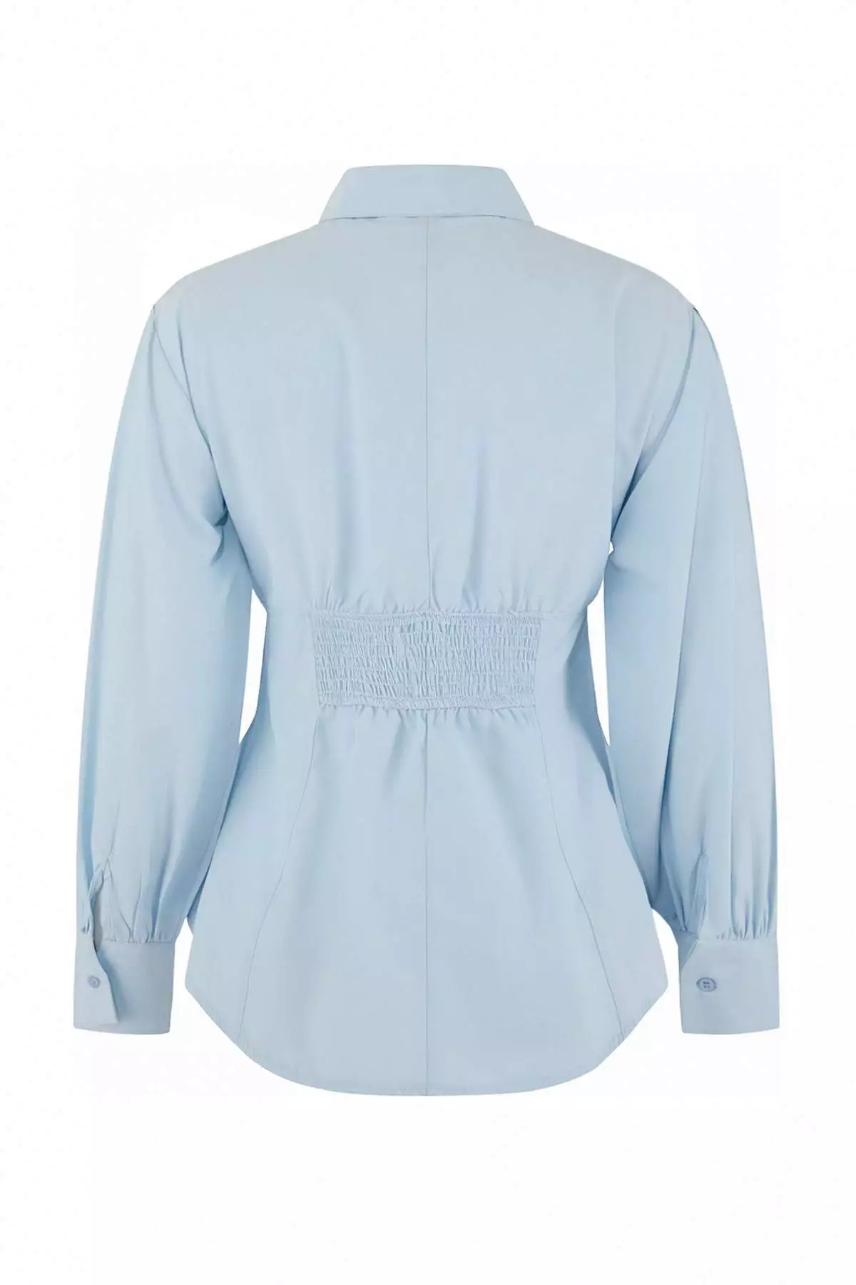 Light Blue Fitted Balloon Sleeve Fitted/Waist-Fitting Cotton Pack Shirts Tctss26Tg00015