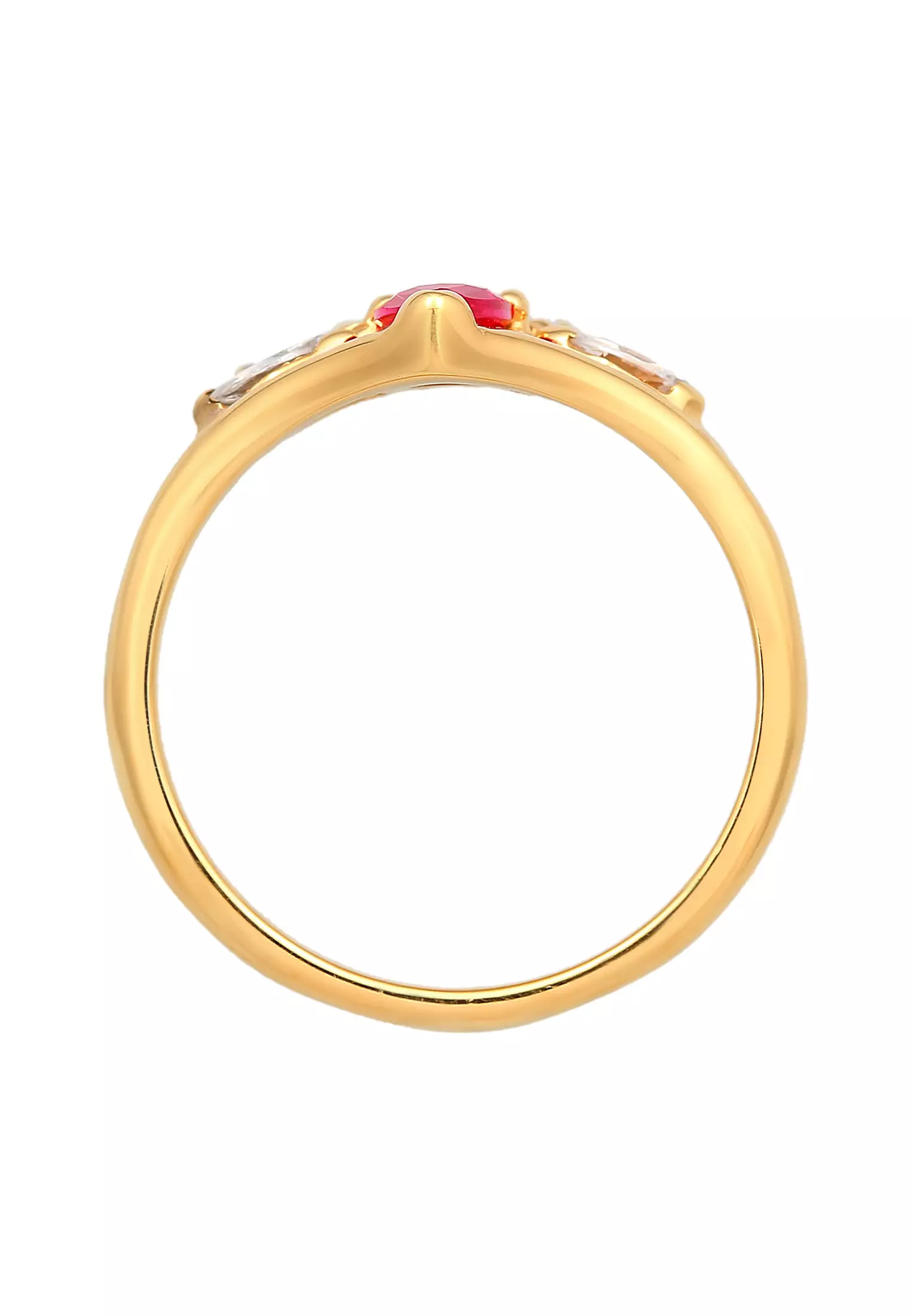 Ring Glamorous Oval Synth. Ruby And Zirconia Gold Plated