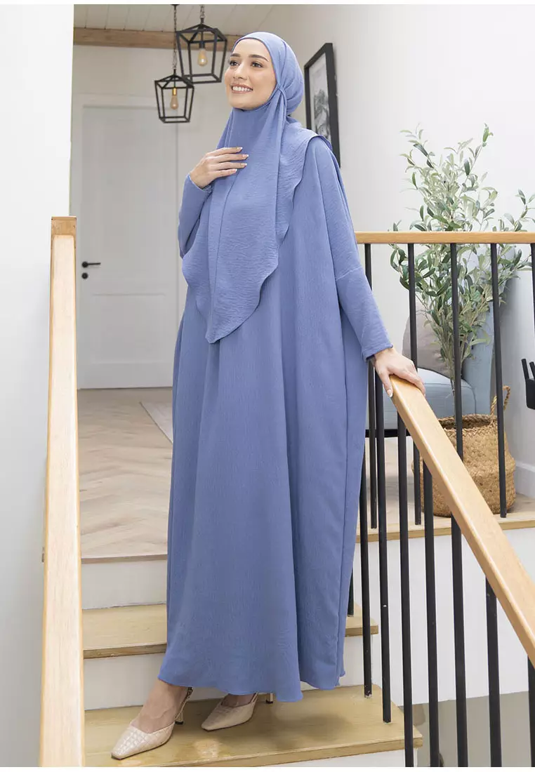 Hafsha Abaya Set Steel Blue