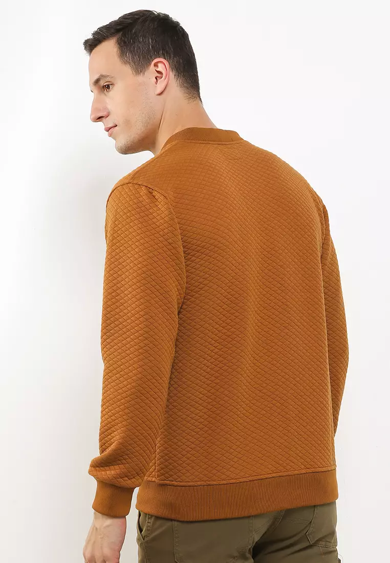 GRAHANGGRA Sweater Crewneck Comfy Diamond Fleece - Camel