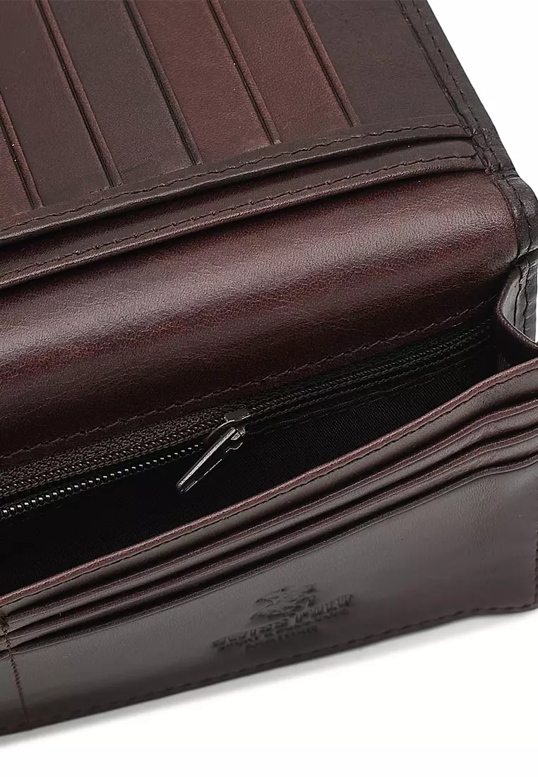 Genuine Leather RFID Blocking Long Wallet - Brown