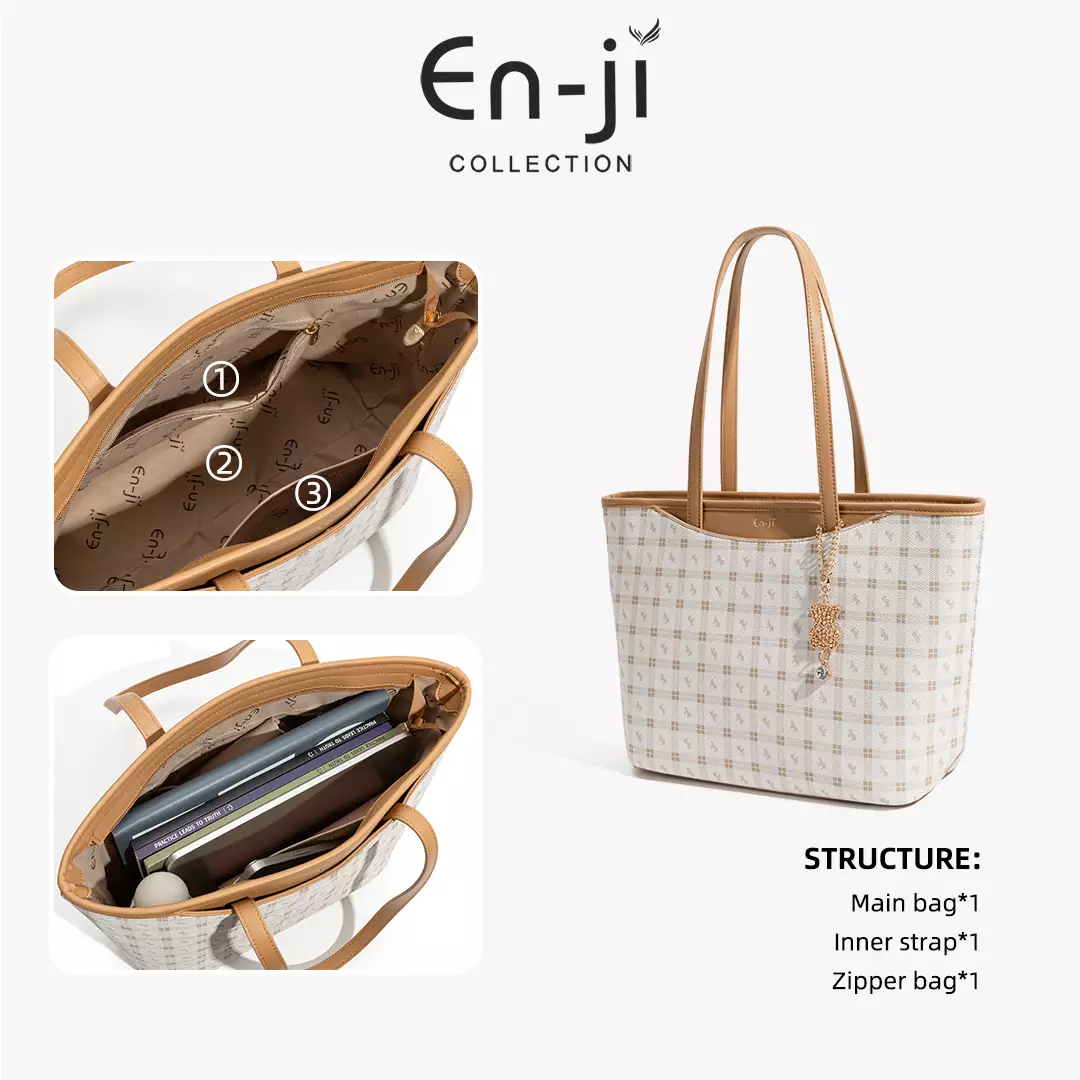 En-Ji Sonari Totebag Wanita Warna Biscuit