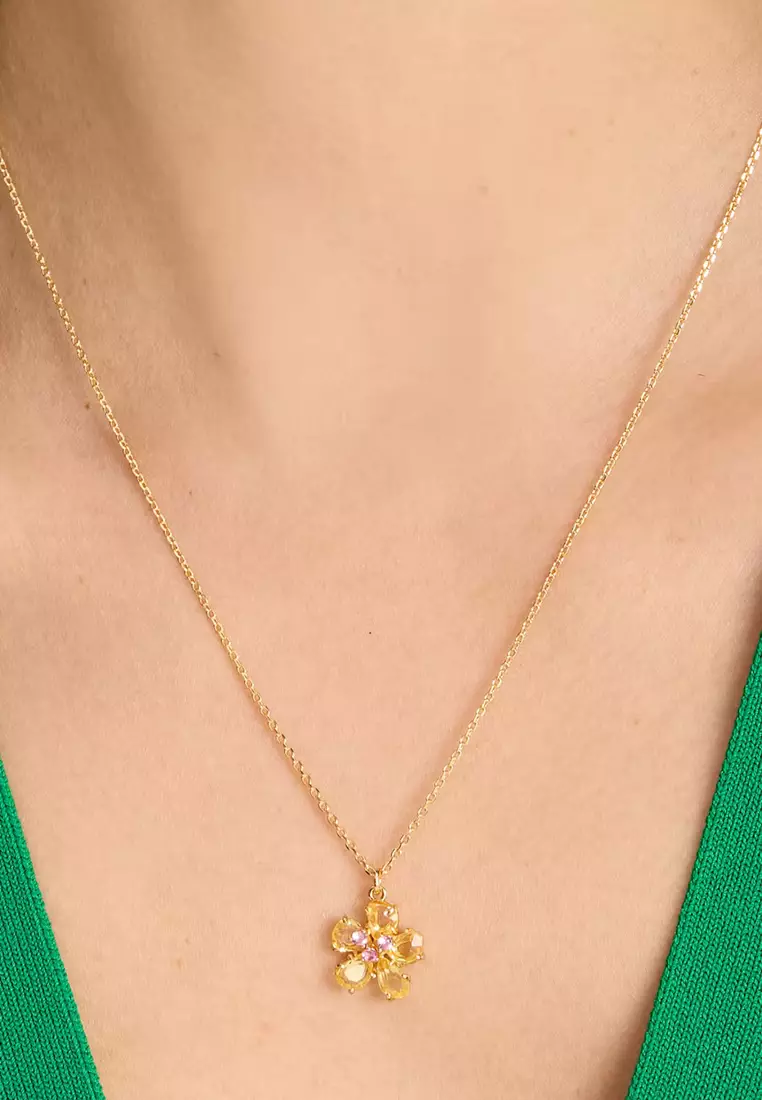 Paradise Flower Mini Pendant Necklace in Yellow Gold KH560