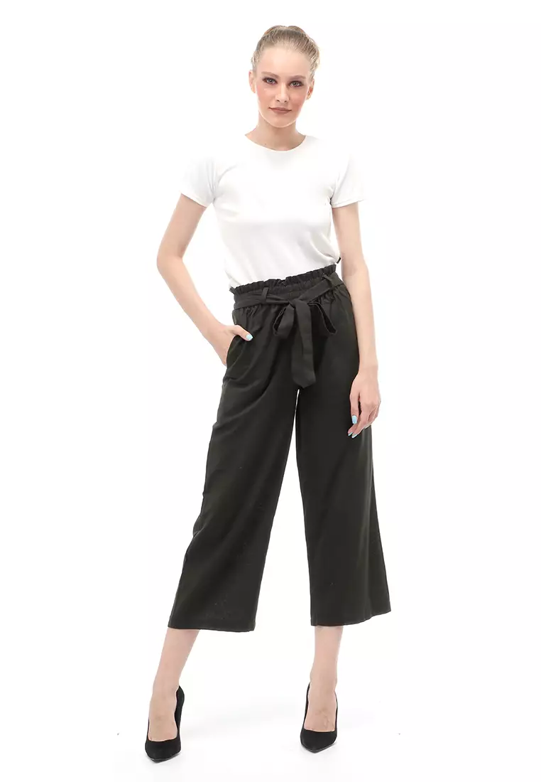 Narda Celana Panjang Wanita Bawahan Motif Polos Design Casual - Army
