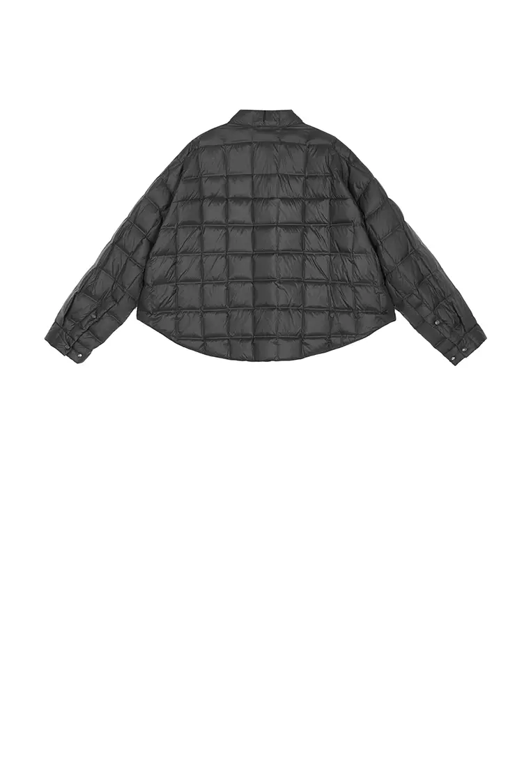 Blend 95% White Goose Down Direct-Fill Fabric Oversized Short Down Jacket