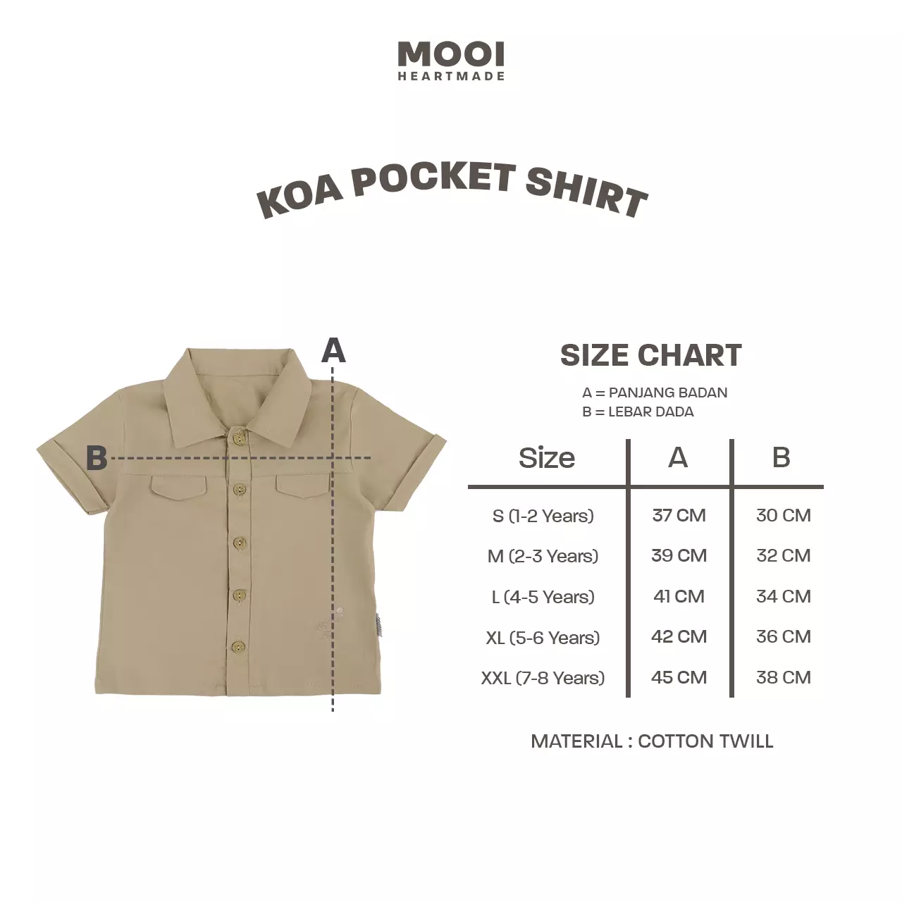 Mooi Kemeja Anak Laki-laki Koa Shirt - Khaki