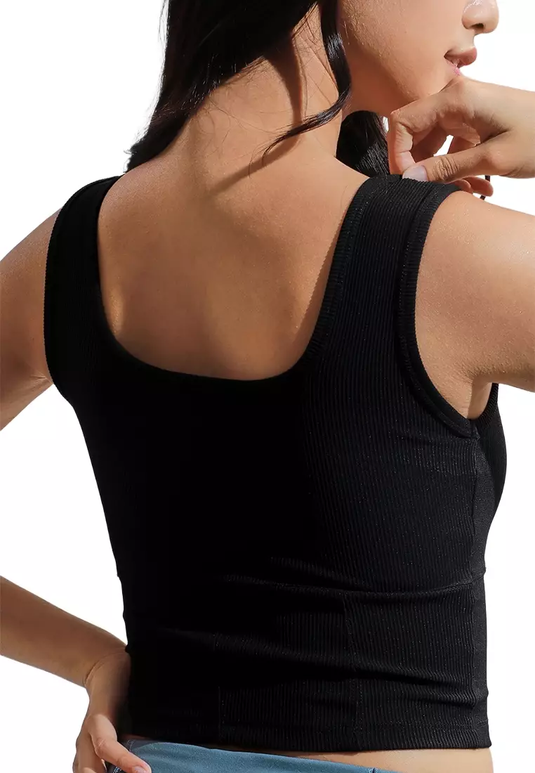Buy JUST G Ribbed Corsetry-Like Square Neck Tank Top 2026 Online ...