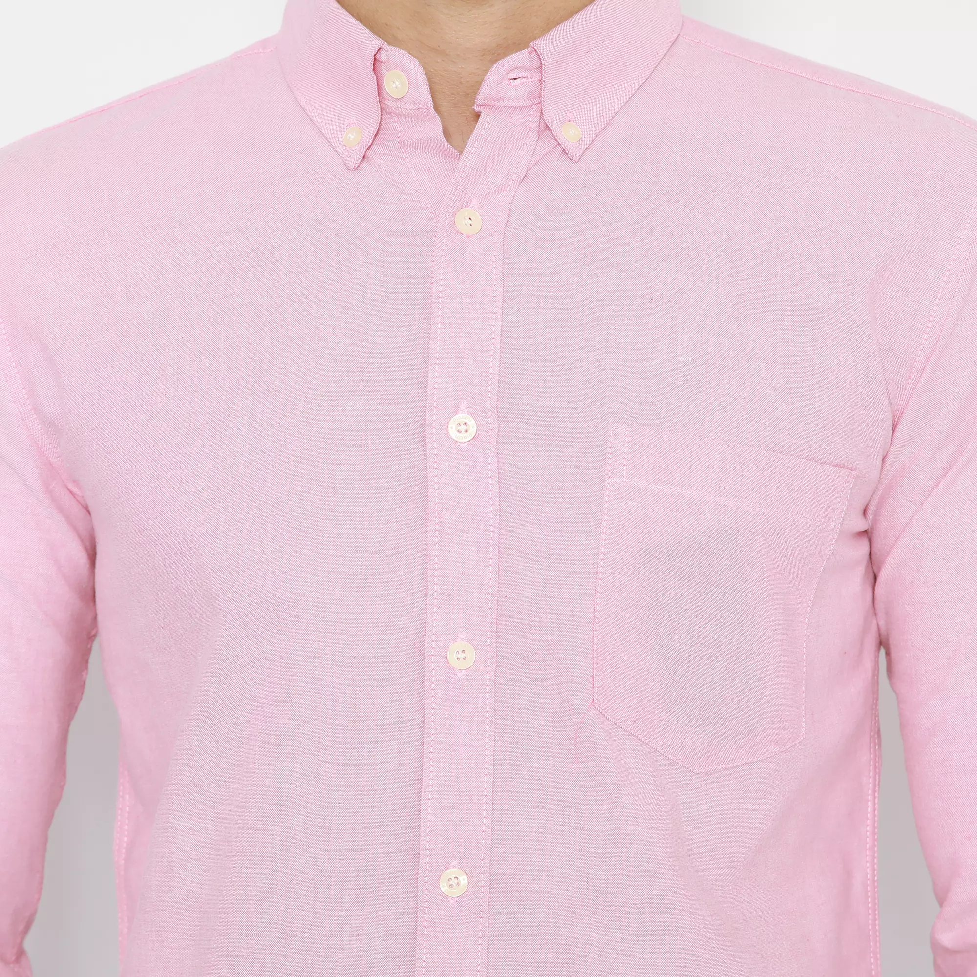 Platini Kemeja Pria Polos Lengan Panjang Katun Oxford Pink 66204