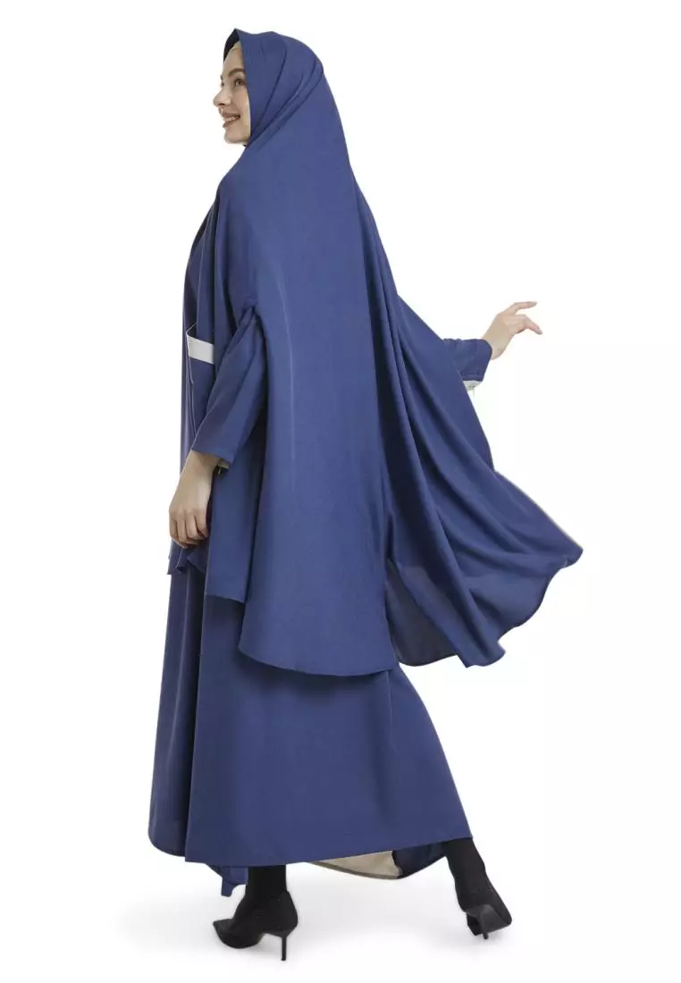 Queenza Set Gamis Wanita Muslimah By Zayidan Shofiyah - Biru