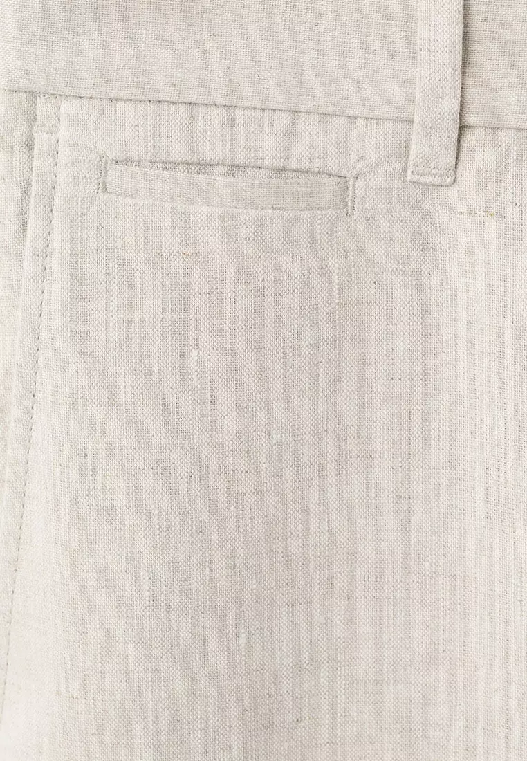 Slim-Fit 100% Linen Trousers