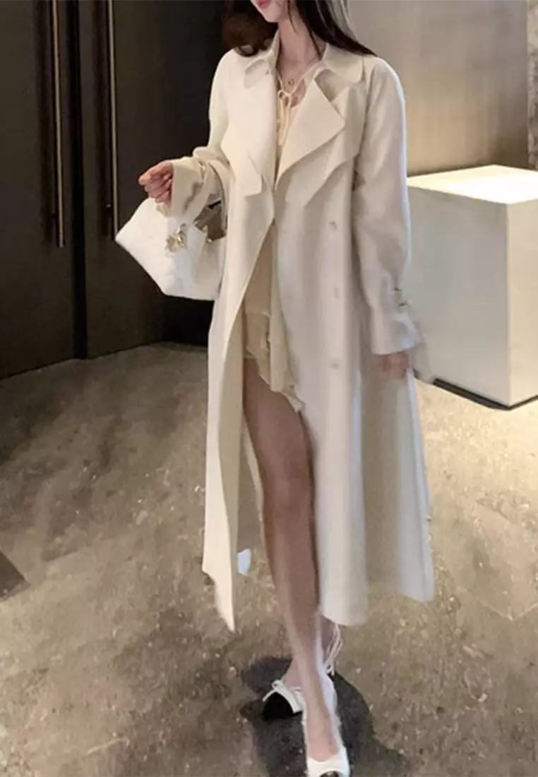 Buy Sunnydaysweety New autumn highend temperament white trench coat