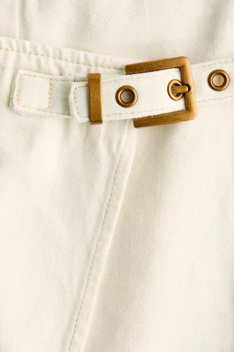 Wrapover denim skort