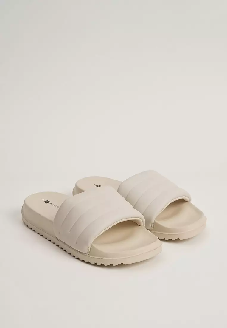 Discount on Penshoppe  shoes - SKU: Pu Leather Textured Band Slides