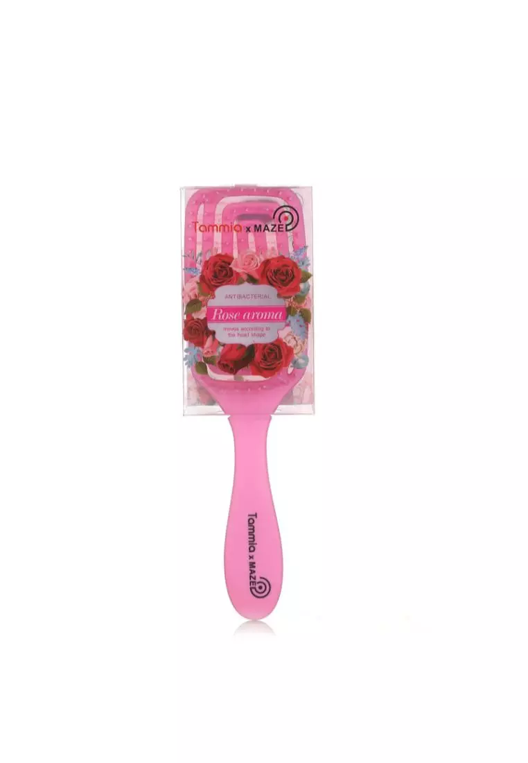 TammiaxMaze WFB-005 S Antibacterial Rose Scented Pink Paddle Wonder Flex Brush