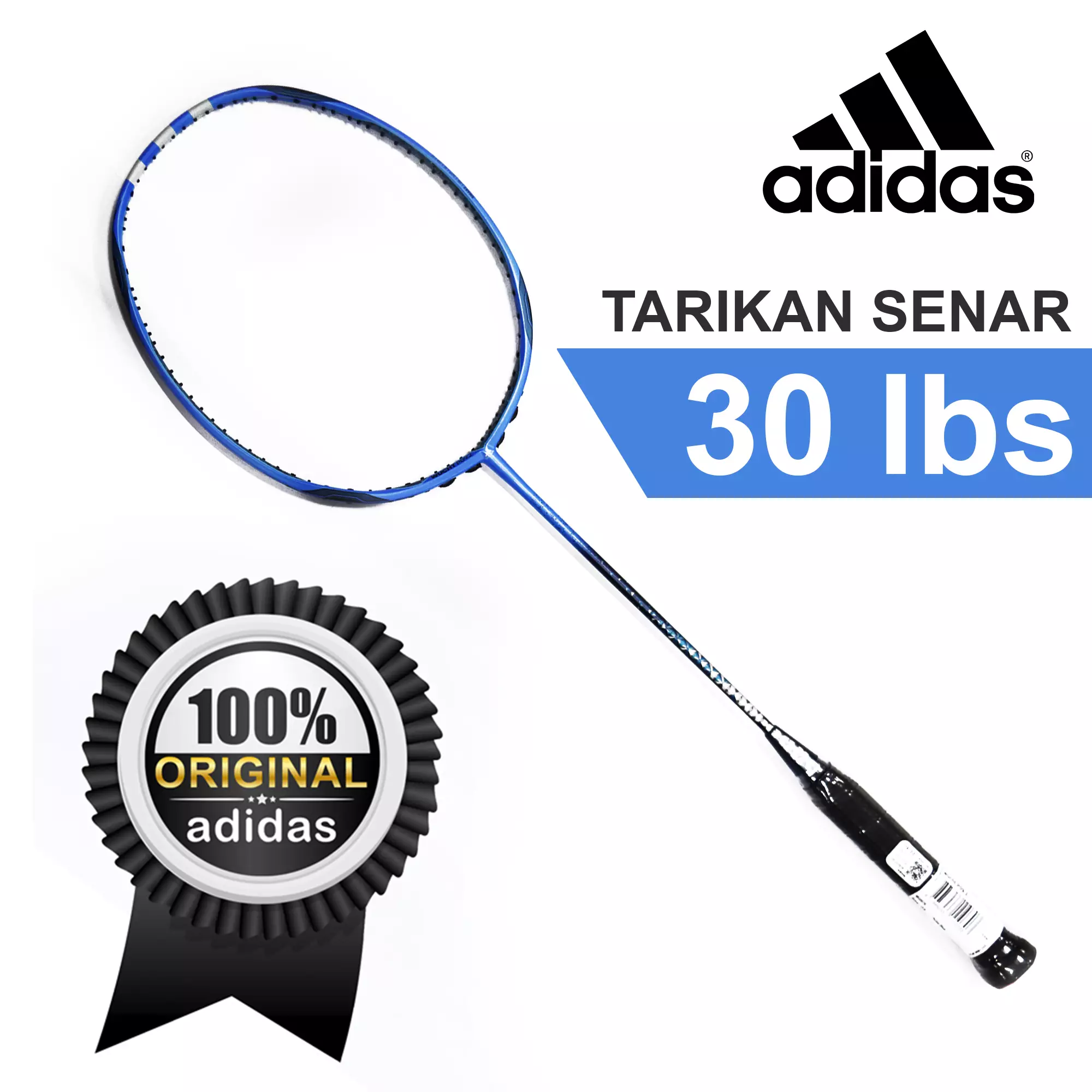 Paket Raket Badminton Adidas  Wucht P09.2 Pulse Blue dan Senar Adidas wucht p67.1
