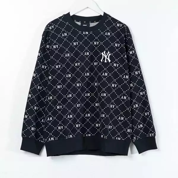 Sweater MLB NY MONOGRAM SS24 WHITE BLACK SWEATSHIRT 100% ORIGINAL