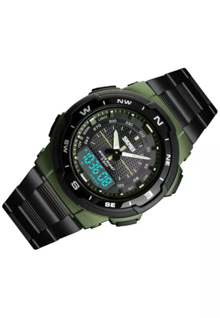 Jam Tangan Kasual Digital Analog Pria Waterproof Many Function Strap Tali Material Stainless Steel II99 ORIGINAL