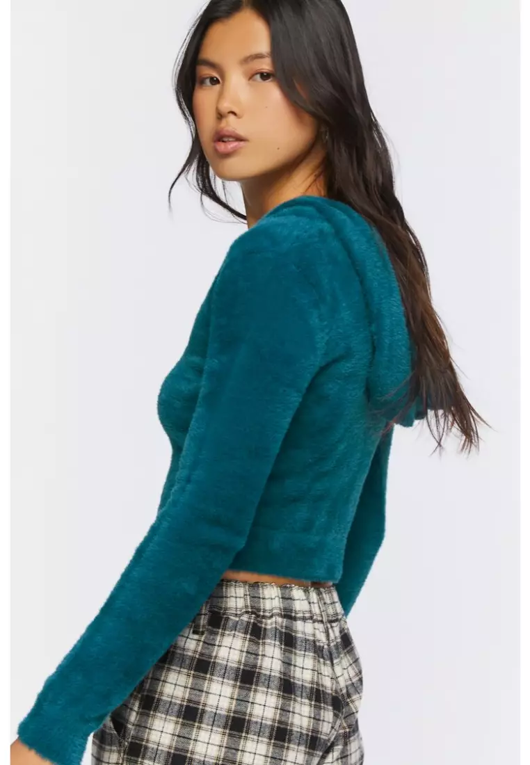 Buy FOREVER 21 Fuzzy Cropped Zip-Up Hoodie 2023 Online | ZALORA Philippines