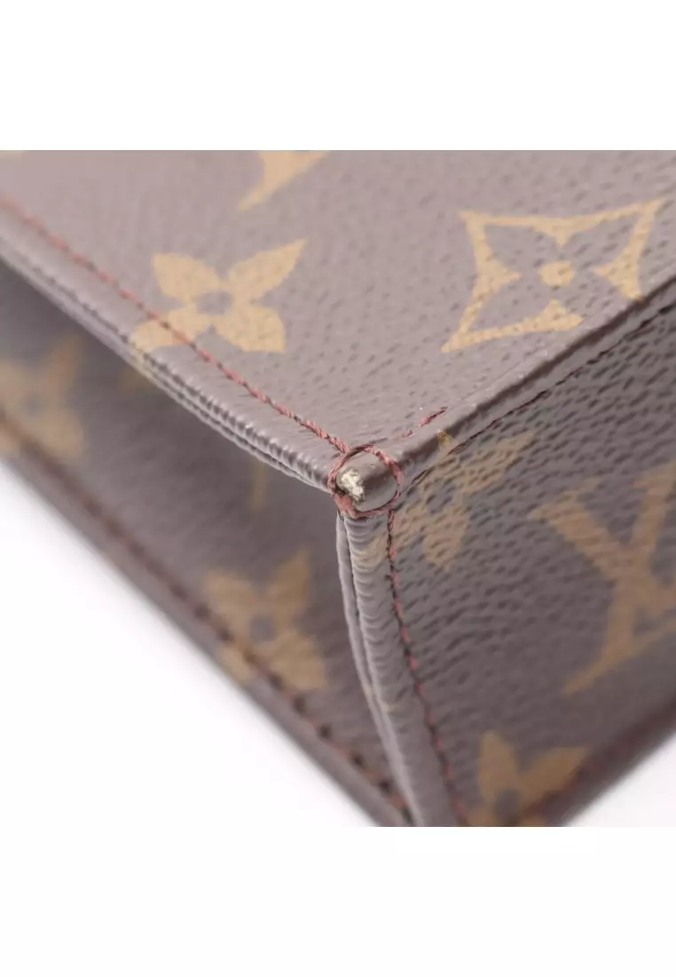 Pre-Loved Louis Vuitton Petite Sac Plat monogram Handbag PVC leather Brown 2WAY