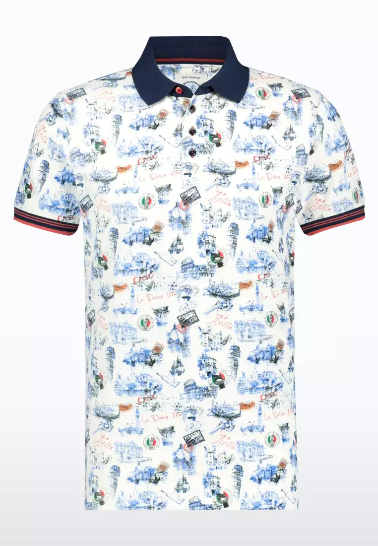 Buy A Fish Named Fred Men White Polo with Italy Iconic Symbol