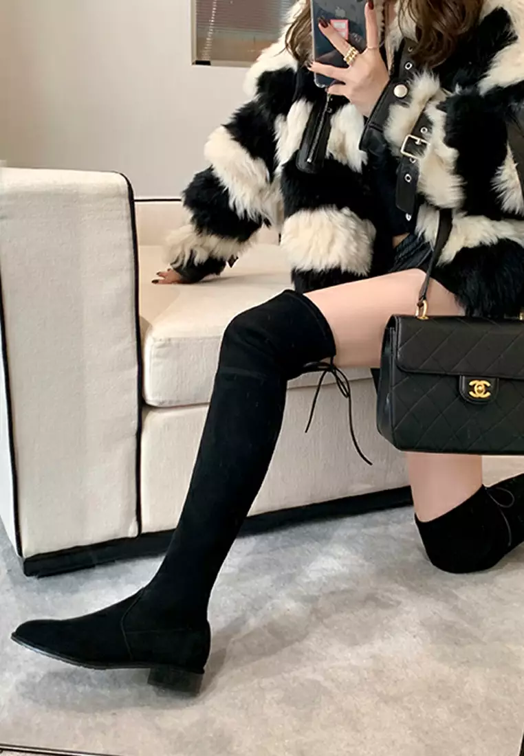 2.5CM Supper Skinny Elastic Suede Fabric Over Knee Boots XW5050-2