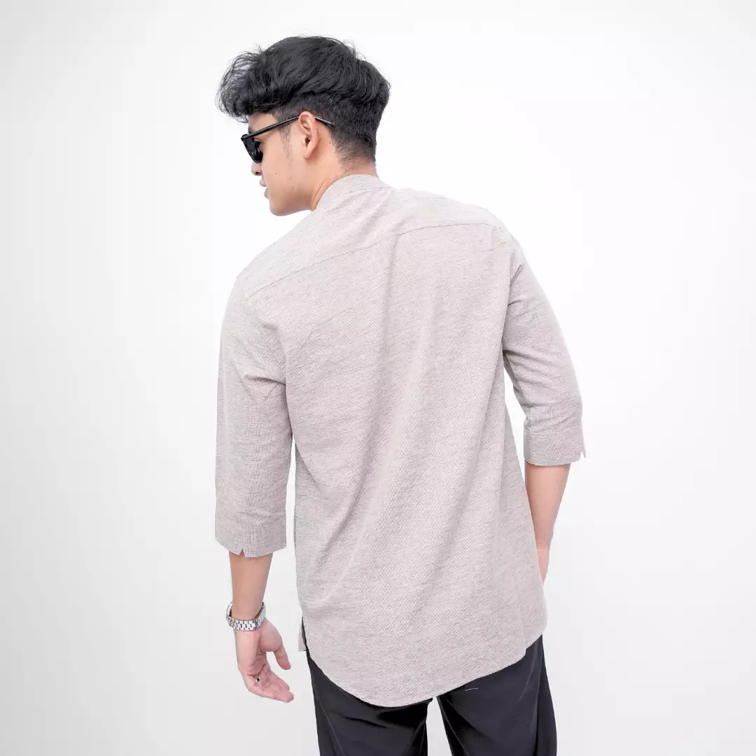 Ryusei Kemeja Kurta Kerah Koko Tanakawa 2 Tone Light Brown