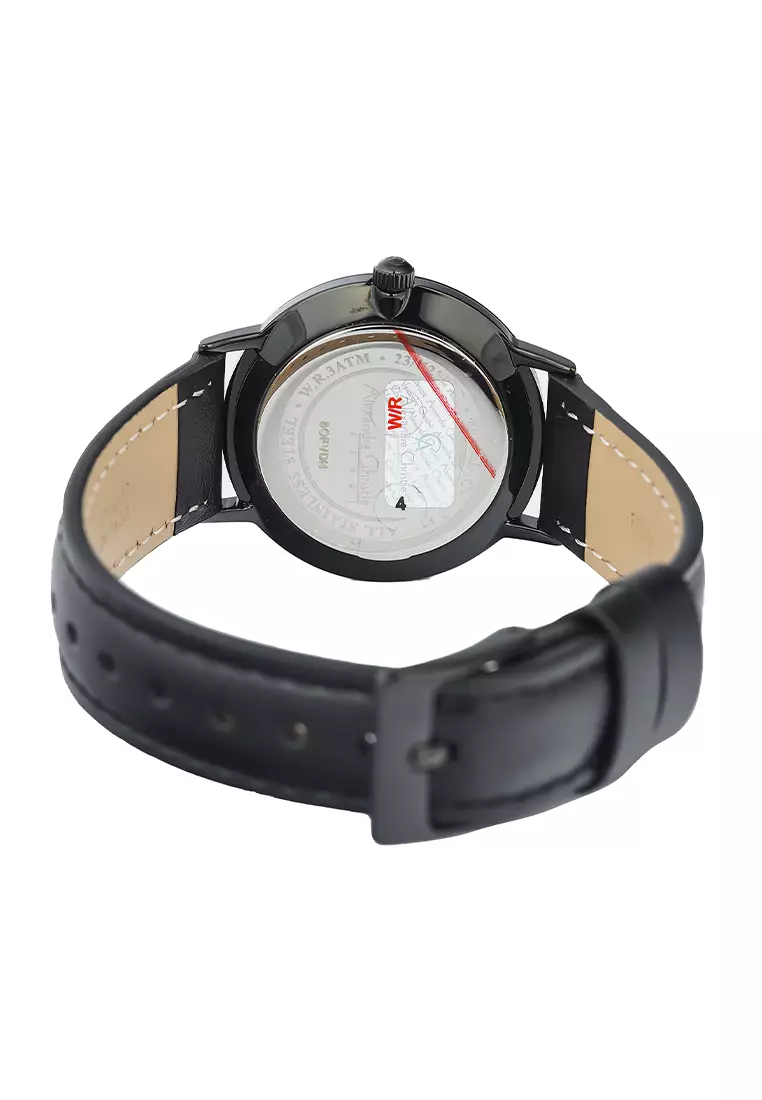 Alexandre Christie Jam Tangan Analog Wanita Black Case Black Leather Strap - 8694LDLIPBA