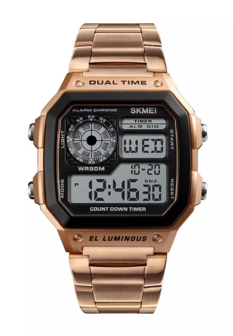 Jam Tangan Casual Digital Pria LED Waterproof Many Function Strap Tali Material Stainless Steel PI12 ORIGINAL
