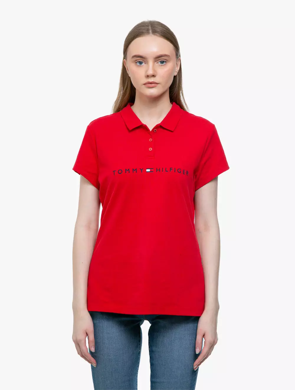 TOMMY HILFIGER - SLIM CRPRT LOGO POLO - RED - RED