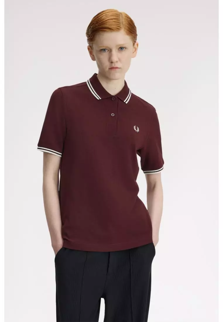 Fred Perry G3600 Twin Tipped Fred Perry Shirt (Oxblood / Ecru / Ecru)