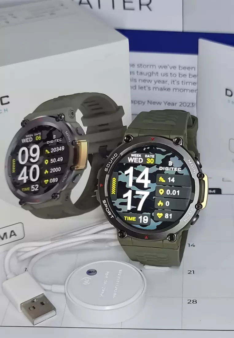 Digitec Gama - Jam Tangan Smartwatch Pria - Green Rubber Strap