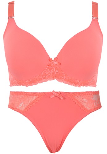 Frill Lace With Matching Panty-Orange