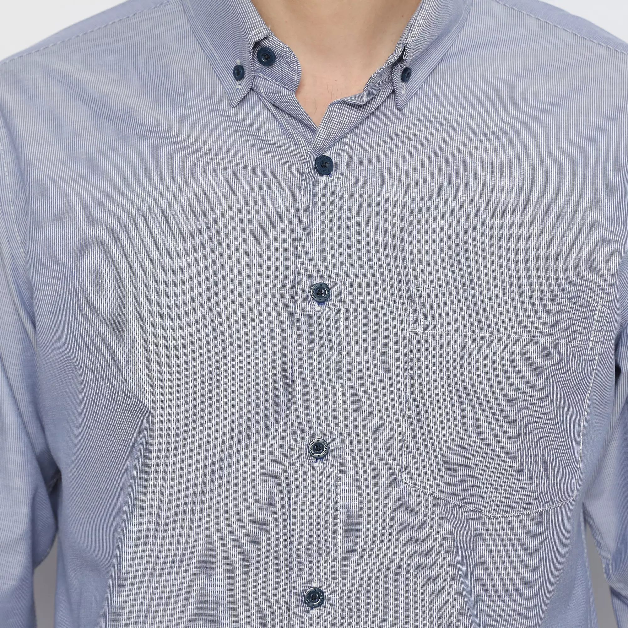 Platini Kemeja Pria Lengan Panjang Katun Biru 162183