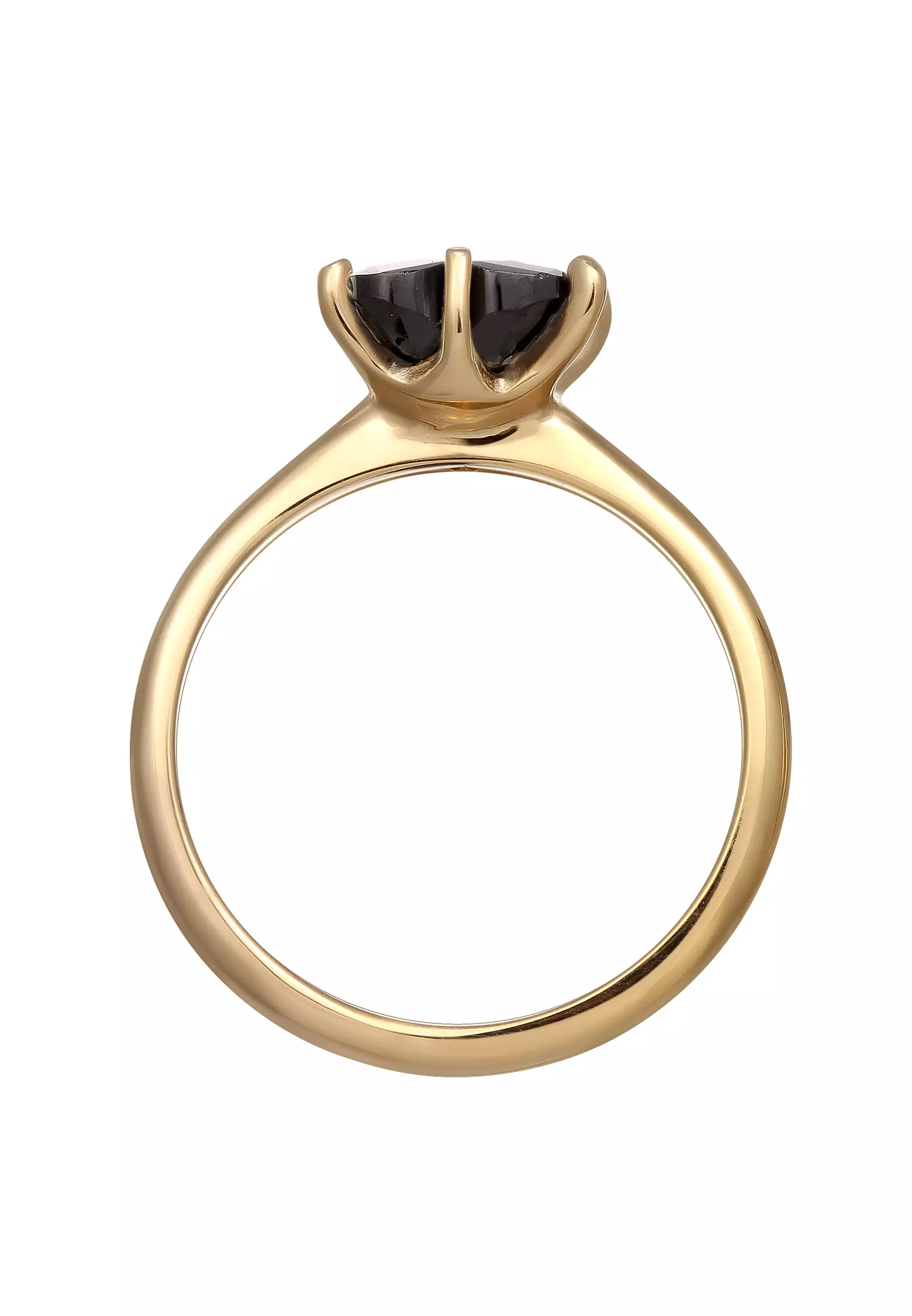 Ring Heart Zirconia Black Gold Plated