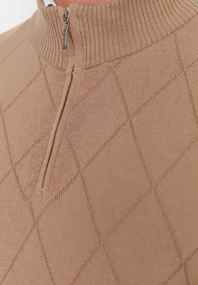 Slim Fit Half Zip Knit Sweater