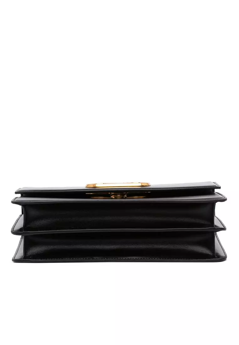 Pre-Loved Valentino Small Shiny Calfskin Vlogo Vain Crossbody