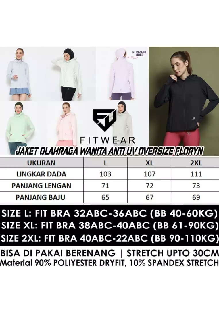 Fitwear - Jaket K-Style Anti UV Olahraga Wanita FLORYN UPF 50++ PJ POCKET - SILVER