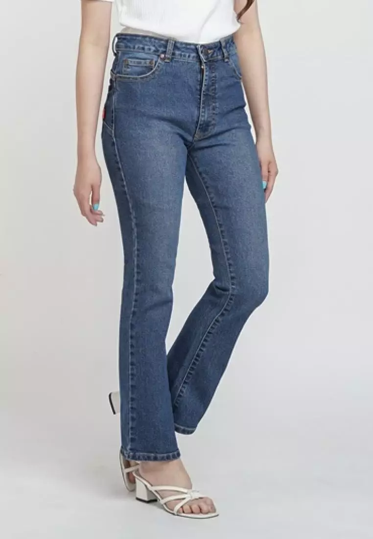 DUST Celana High Rise Bootcut Jeans Kalula Biru (D. 31296-BC)