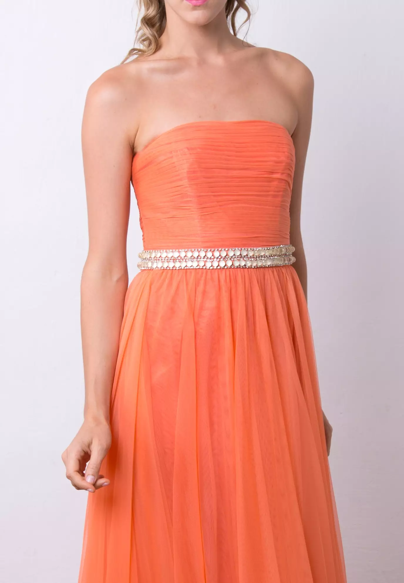 華麗多浪裙擺網紗連衣長裙