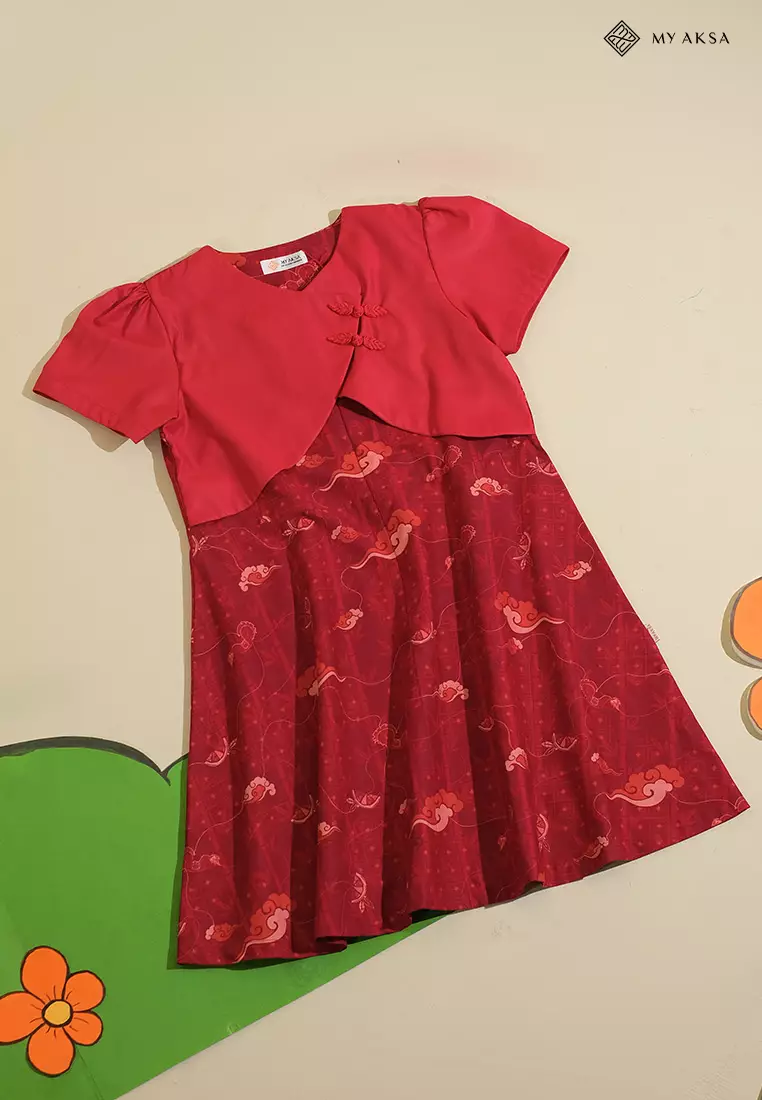 My Aksa Batik Anak Dress Pelana Red