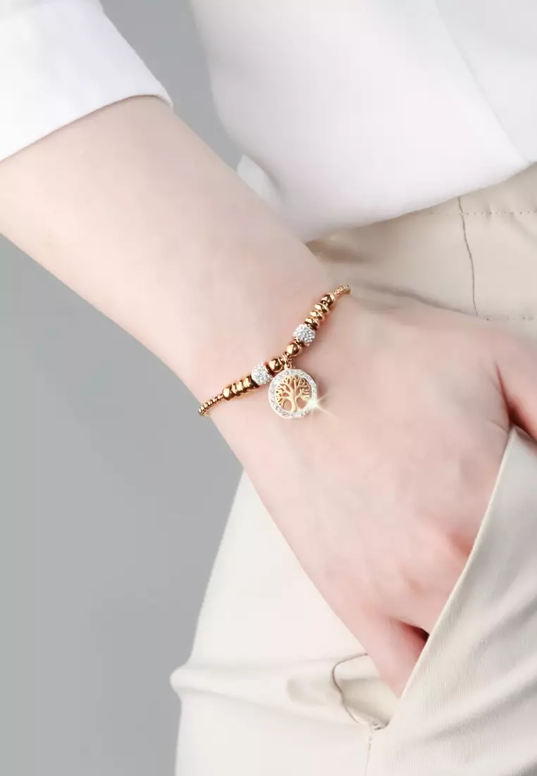 Caterina貝母手鐲搭配Eden生命樹手鍊首飾套裝（玫瑰金）