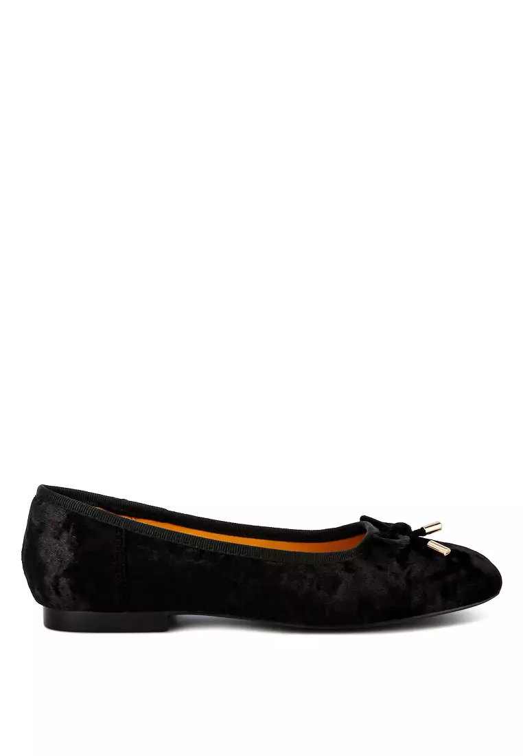 Discount on Rag & CO.  shoes - SKU: Black Velvet Bow Ballerinas