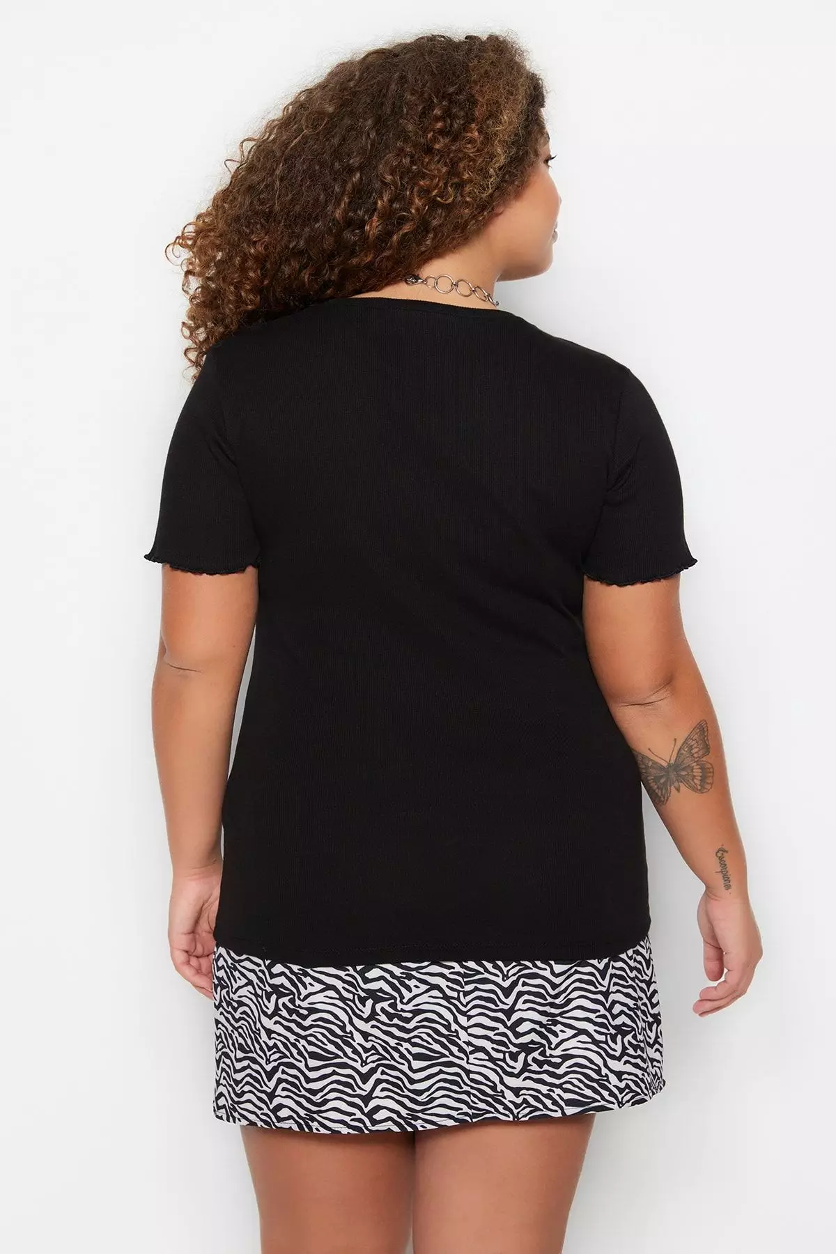 Plus Size Ribbed Knitted Crew Neck Top