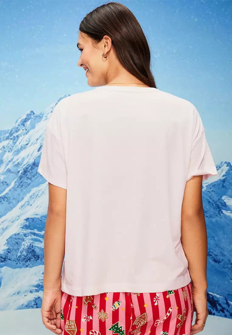 Holiday-Graphic Crew-Neck T-Shirt for Women