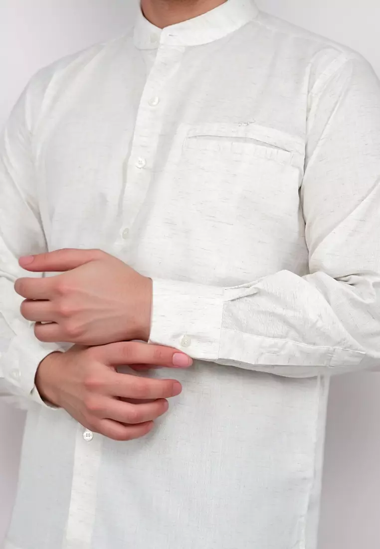 Crocodile KOKO Katun | Lengan Panjang Men Shirt Kemeja Corak kontemporer | Relax Fit 1155