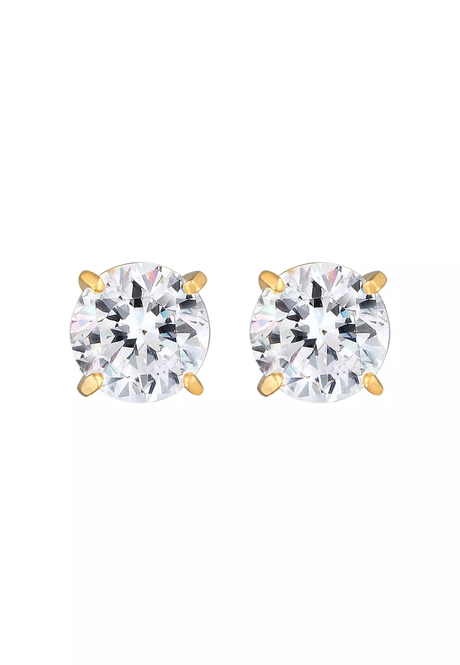 Earrings Men Ear Studs Round Timeless Crystals Gold Plated