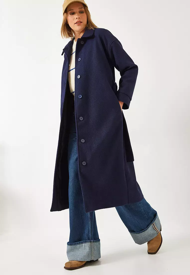 Women's Belted Long Stamp Coat 2498 60261002