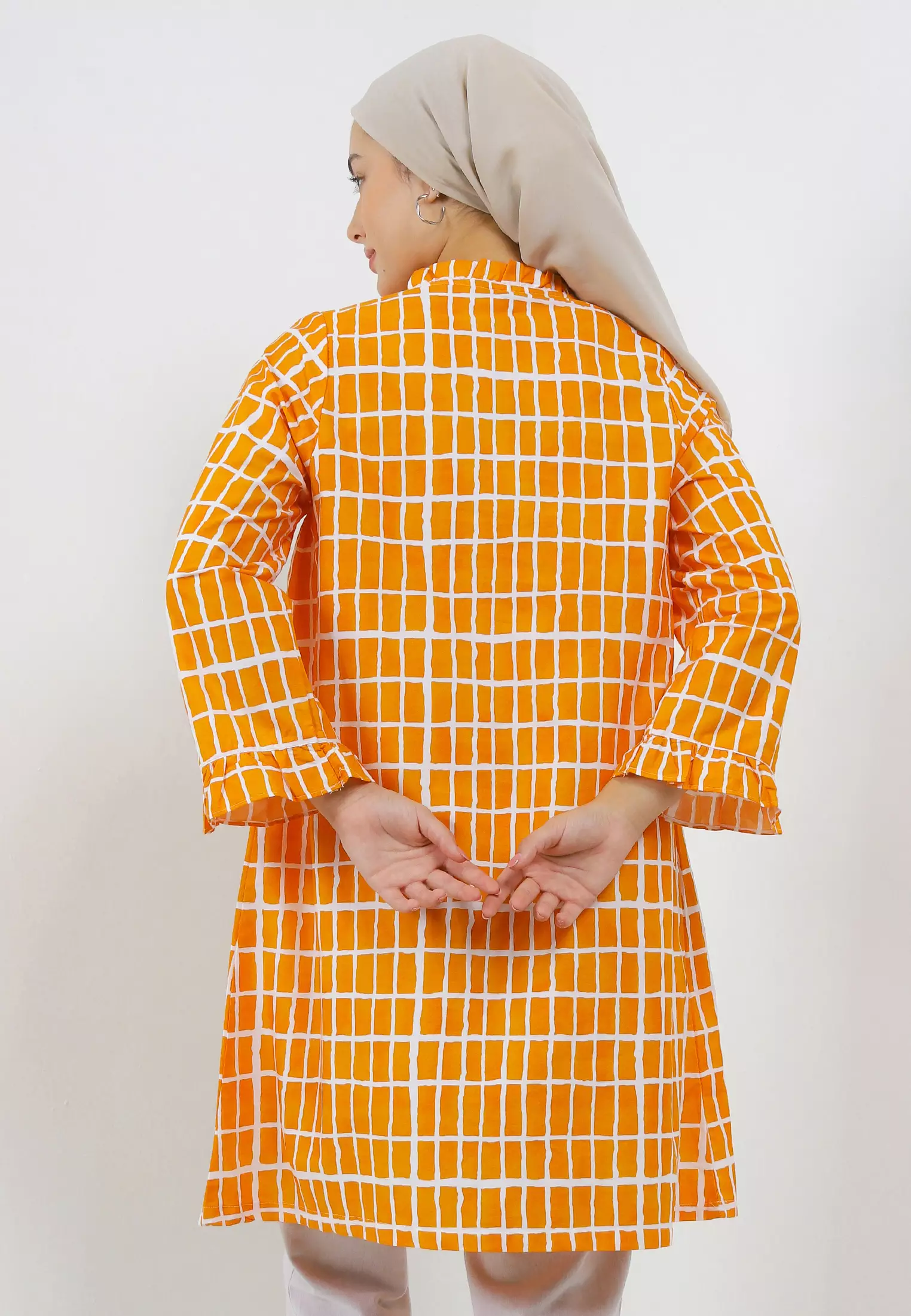MFMW Balyui Tunik Orange Motif Kotak