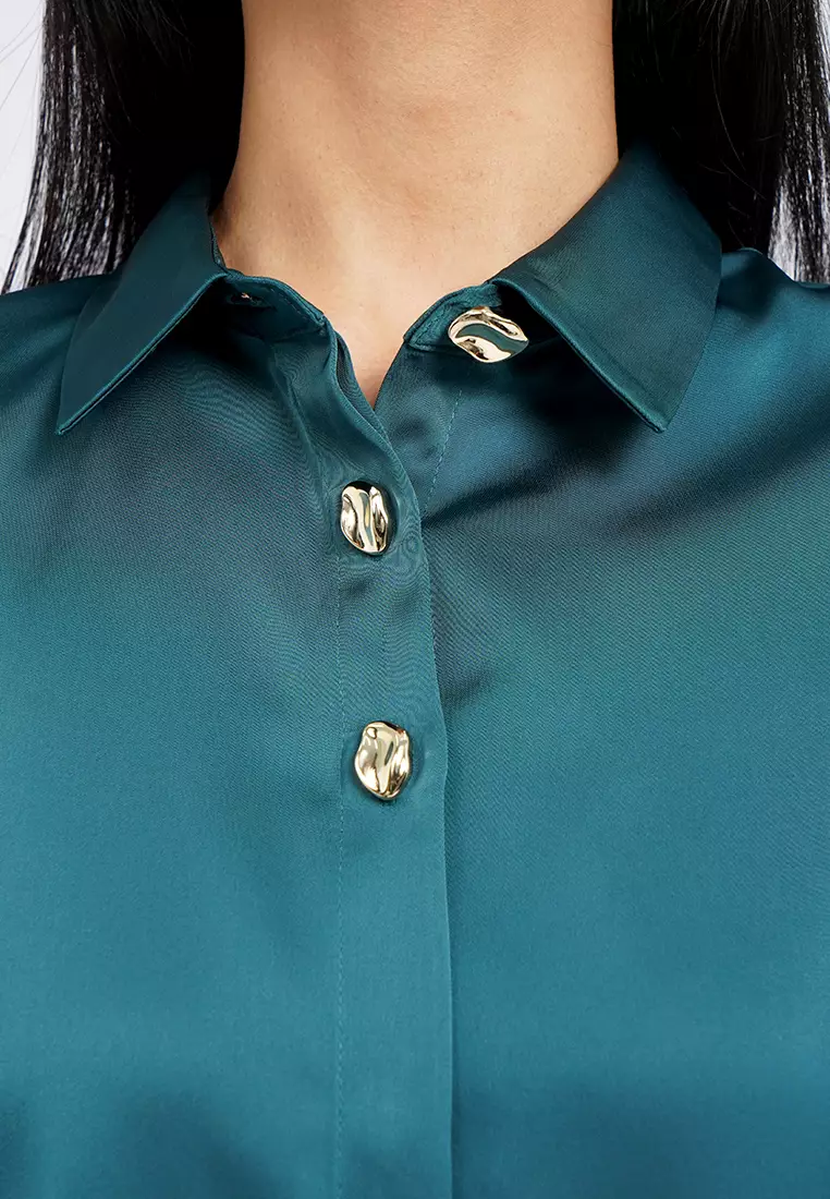 Satin Shirt with Fancy Button